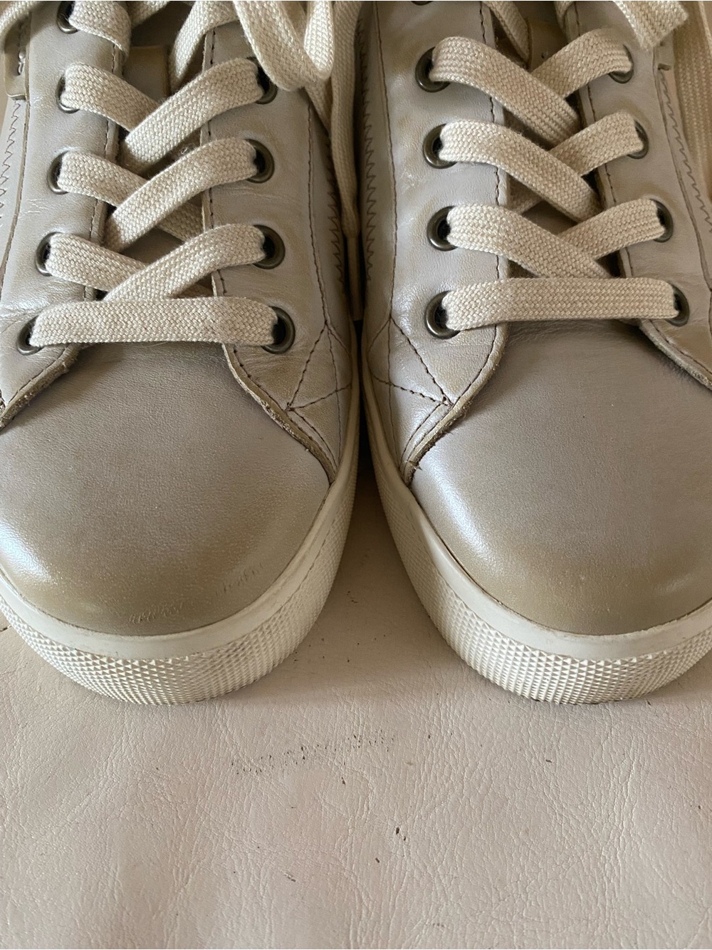Taos Leather Sneakers Plim Soul Lux Oyster Gray Taupe Neutral Size 9.5 - Picture 4 of 13